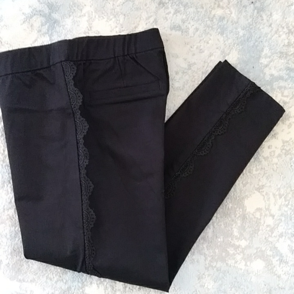 Isaac Mizrahi Live! Scalloped Lace Trim Pants 2P Black